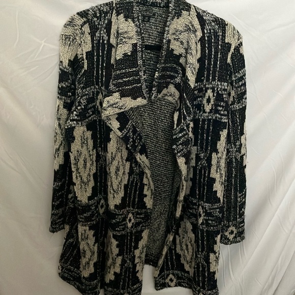 Lucky Brand Sweaters - Lucky Brand: Long Geometric pattern Cardigan Sweater- Open- pockets- Heavy- 1X